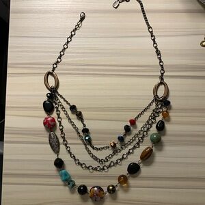 4 tier necklace with chains and beads
